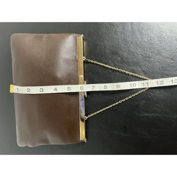 Etra Brown Leather Clutch Shoulder Purse Vintage 1950s - Picture 12 of 16